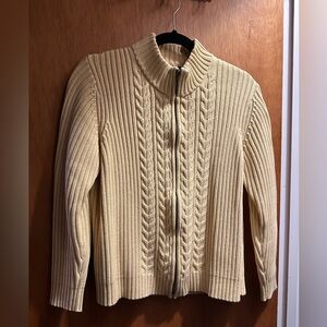 Lands’ End Zip Cable Knit Sweater size MP